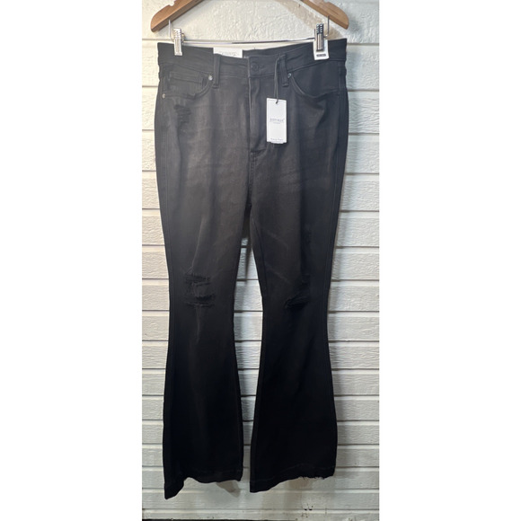 Judy Blue Denim - Judy Blue Black Denim Jeans distressed 15 32 eclipse tummy control flare NWT